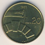 San Marino, 20 lire, 1993