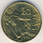 San Marino, 20 lire, 1994