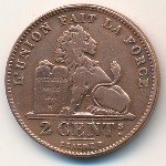 Belgium, 2 centimes, 1869–1909