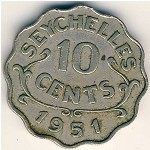 Seychelles, 10 cents, 1951