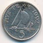 Guernsey, 5 pence, 1990–1997
