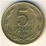 Chile, 5 pesos, 1988–1990
