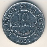 Bolivia, 10 centavos, 1987–1997