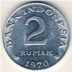 Indonesia, 2 rupiah, 1970