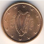 Ireland, 1 euro cent, 2002–2016