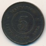 Mauritius, 5 cents, 1877–1897