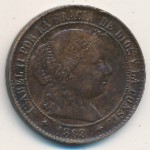 Spain, 2 1/2 centimos, 1866–1868
