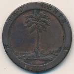 Liberia, 2 cents, 1847