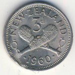 New Zealand, 3 pence, 1957&ndash;1965