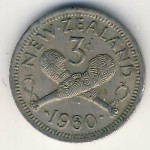 New Zealand, 3 pence, 1960