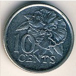Trinidad & Tobago, 10 cents, 1976–2017