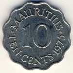 Mauritius, 10 cents, 1954–1978