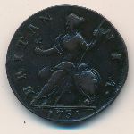Великобритания, 1/2 пенни (1729–1739 г.)