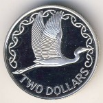 New Zealand, 2 dollars, 1990