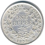 British West Indies, 1 rupee, 1835