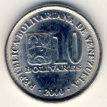 Venezuela, 10 bolivares, 2000–2002