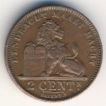 Belgium, 2 centimes, 1902–1909