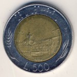 Италия, 500 лир (1990 г.)