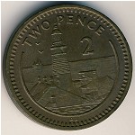 Gibraltar, 2 pence, 1988–1995