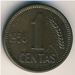 Lithuania, 1 centas, 1936