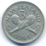 New Zealand, 3 pence, 1964
