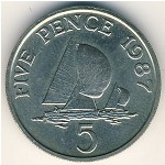 Guernsey, 5 pence, 1985–1990