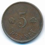 Finland, 5 pennia, 1918&ndash;1940