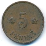 Finland, 5 pennia, 1937