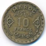 Morocco, 10 francs, 1951
