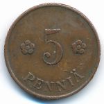Finland, 5 pennia, 1919
