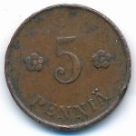 Finland, 5 pennia, 1920