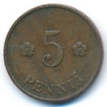 Finland, 5 pennia, 1921