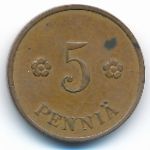 Finland, 5 pennia, 1936