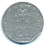 Portugal, 20 escudos, 1989
