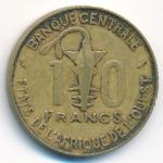 Западная Африка, 10 франков (1967–1976 г.)