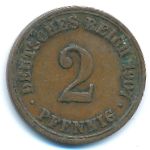 Германия, 2 пфеннига (1907 г.)