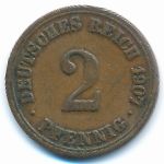 Германия, 2 пфеннига (1907 г.)