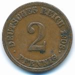 Германия, 2 пфеннига (1908 г.)