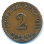 Германия, 2 пфеннига (1908 г.)