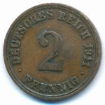 Германия, 2 пфеннига (1911 г.)