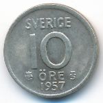 Sweden, 10 ore, 1957