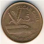 Guyana, 5 dollars, 1996–2019