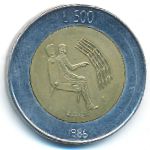 San Marino, 500 lire, 1986