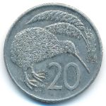 New Zealand, 20 cents, 1980