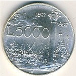 Italy, 5000 lire, 1997