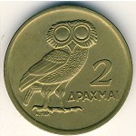 Greece, 2 drachmai(es), 1973