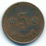 Finland, 5 pennia, 1919