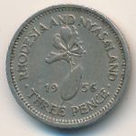 Rhodesia and Nyasaland, 3 pence, 1956