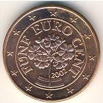 Austria, 5 euro cent, 2002–2017