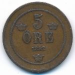 Sweden, 5 ore, 1882
